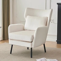 Streamdale Beige Velvet Wingback Accent Chair