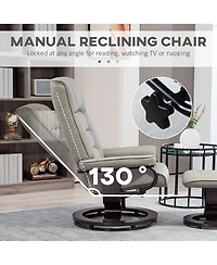 Streamdale Furniture Recliner with Ottoman, Swivel Recliner Chair and Ottoman, Faux Leather Reclining Chair with High Back and Wood Frame for Living R