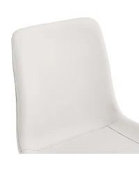 White artificial leather backrest cushion dining chair, black metal legs, curved widened cushion design for more comfort, suitable for restaurants, ki