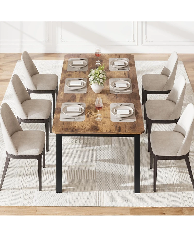 Industrial Dining Table for 68 People, 78.7" Long Kitchen Table, Wood Dining Table