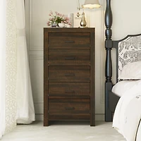 Homsee Brown Wood Accent Storage Dresser Organizer With 5 Drawers