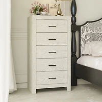 Homsee Brown Wood Accent Storage Dresser Organizer With 5 Drawers