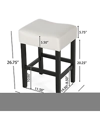 Streamdale Set Of 2, 26.75" Backless Leather Counter Height Barstool, Beige