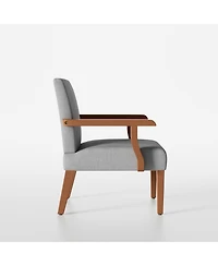 Streamdale Furniture Fabric Accent Arm Chair Set of 2 with Round Wood Table