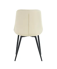 Streamdale Modern Cream White Fabric Dining Chair with Stylish Grid Pattern
