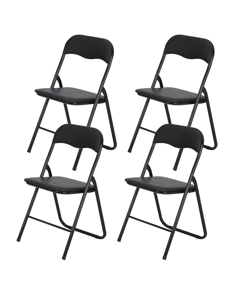 Folding Chairs with Padded Seats, for Desks Home Office Steel Guest Reception Party Poker Stackable Conference Chairs - Set of 4