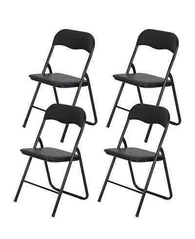 Folding Chairs with Padded Seats, for Desks Home Office Steel Guest Reception Party Poker Stackable Conference Chairs - Set of 4