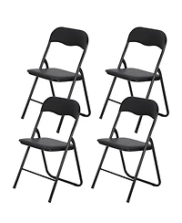 Folding Chairs with Padded Seats, for Desks Home Office Steel Guest Reception Party Poker Stackable Conference Chairs - Set of 4