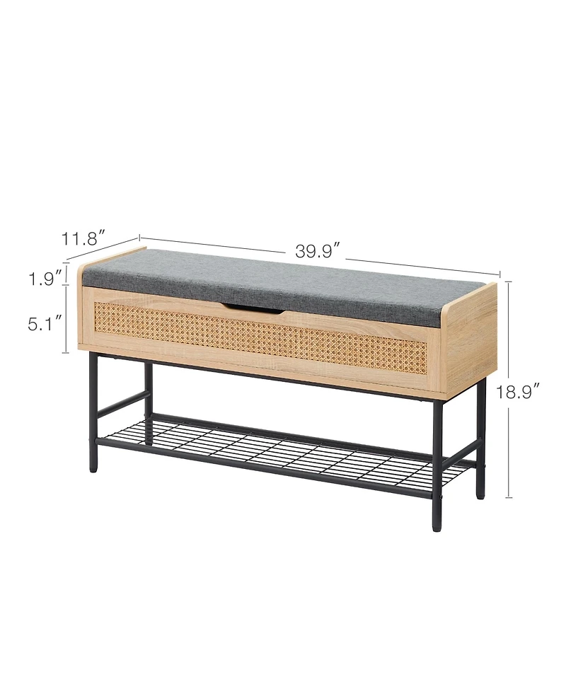 gaomon Natural Rattan 40in Storage Chest, Storage Bench Organizer for Entryway, Rectangular Bench Storage Rack