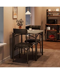 gaomon Dining Table Set, Kitchen Table and Chairs for 2, with 2 Upholstered Chairs, 3 Piece Dining Table Set,Rustic Grey