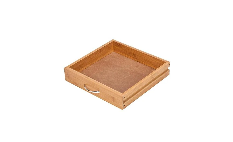 Slickblue Moveable Kitchen Cart with Stainless Steel Table Top, Three Drawers, and Three Baskets in Burlywood for Versatile Storage and Convenience