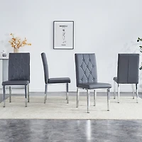 Streamdale Elegant Gray Grid Armless Dining Chairs (4-Piece Set