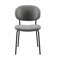 Streamdale Boucle Fabric Dining Chairs (4), Black Metal Legs