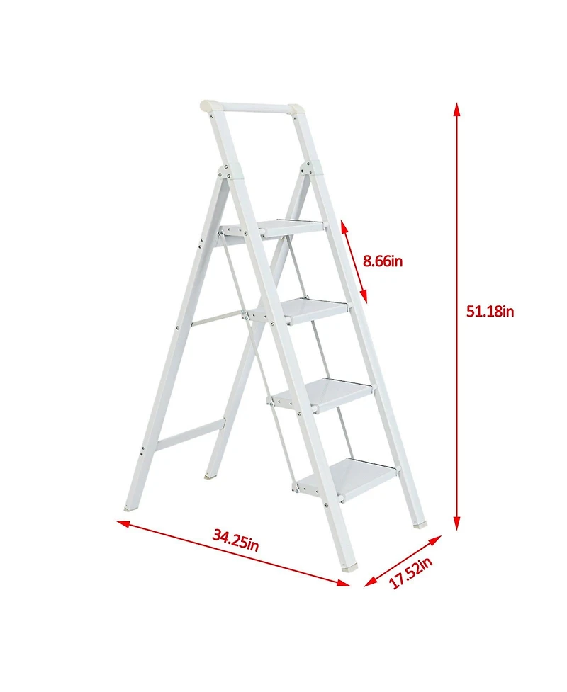 3 Step Ladder, 3 Step Stool Folding Step Stool with Handrails, Gorilla Ladders 500LBS Capacity Sturdy& Portable Ladder for Home Kitchen Library Office