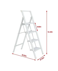 3 Step Ladder, 3 Step Stool Folding Step Stool with Handrails, Gorilla Ladders 500LBS Capacity Sturdy& Portable Ladder for Home Kitchen Library Office