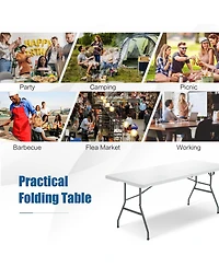 Sugift 6 Ft Portable Folding Camping Table with Carrying Handle for Picnic