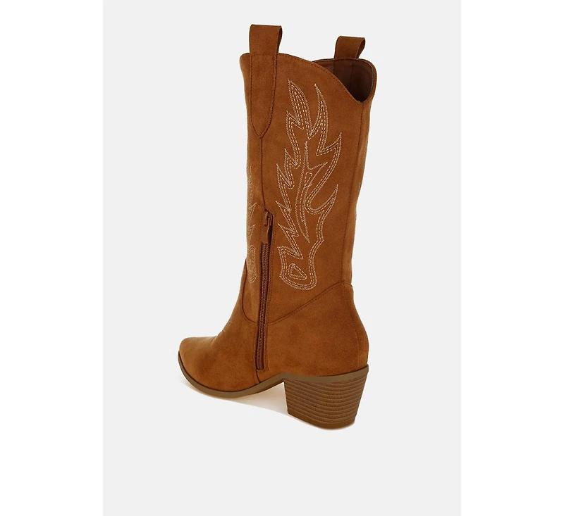 Mae Embroidery Detail Cowboy Boots