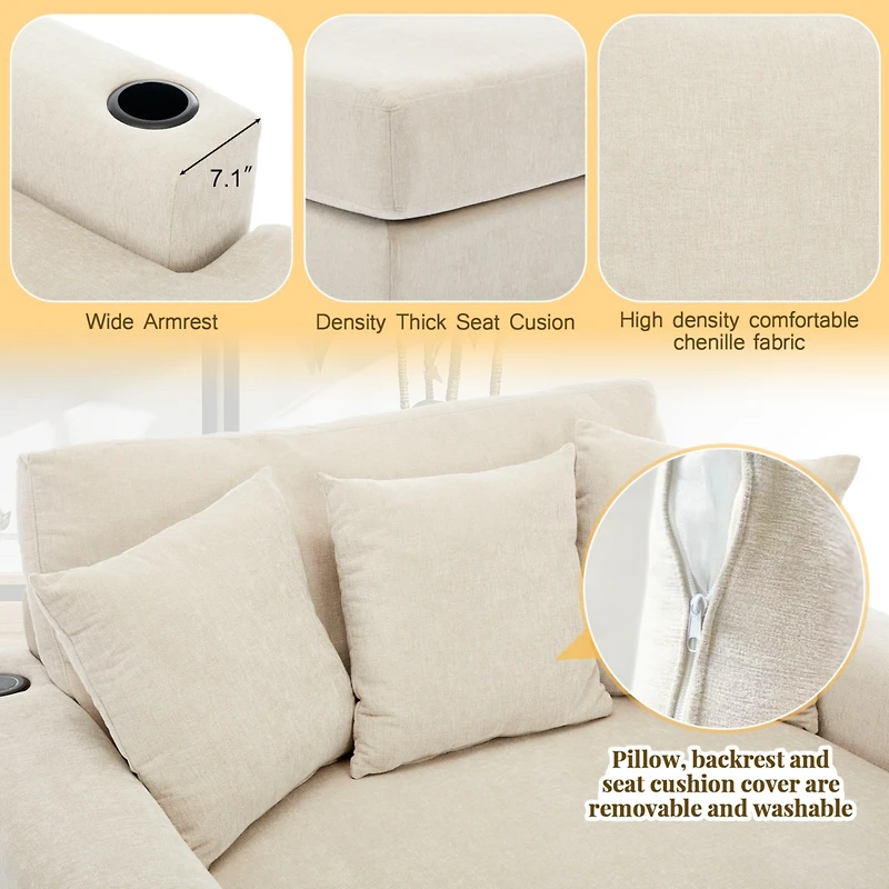 Streamdale 55" Chaise Lounge Sofa with Amenities