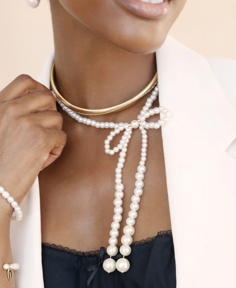 Ettika Venus Mother of Pearl Choker Bow Necklace