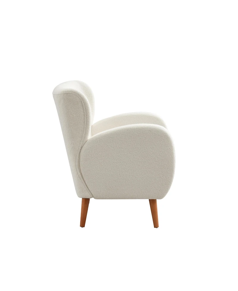 Streamdale Modern Wingback Lounge Chair with Soft Fabric and Wood Legs