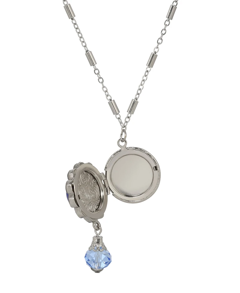 2028 Round Glass Stone Locket Necklace