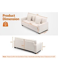 gaomon 83" Loveseat Sofa for Living Room, Modern Simple Teddy Couch with Wide Armrest