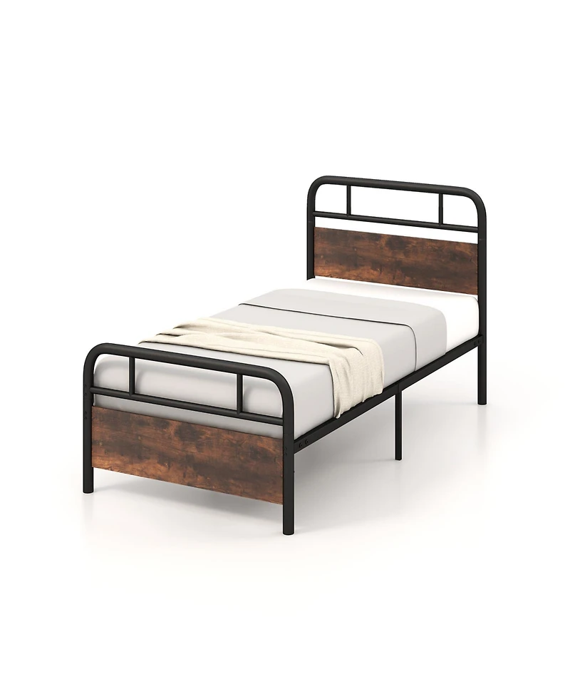 Sugift Twin Size Bed Frame with Industrial Headboard