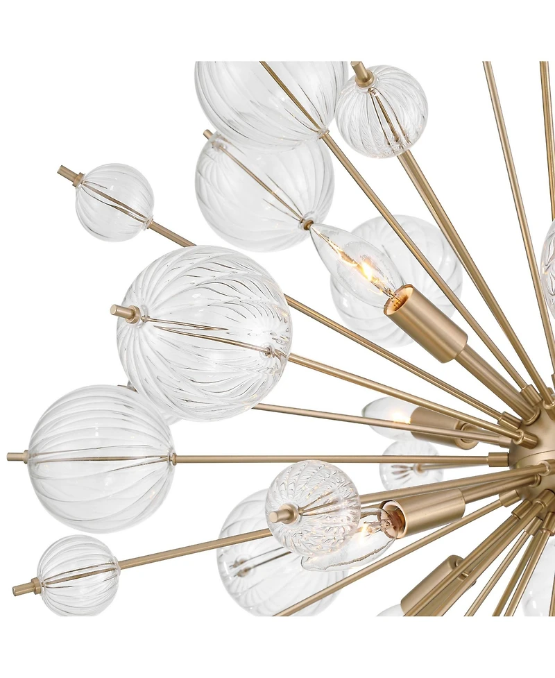 Possini Euro Design Dandelion 30" Modern Pendant Chandelier Ceiling Light Fixture Dining Room Over Table Sputnik 8-Light Satin Gold Finish