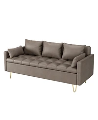 gaomon 3-Seater Faux Leather Sofa with Lift-Up Storage, Modern Design Couch with Hand Stitched Comfortable Cushion