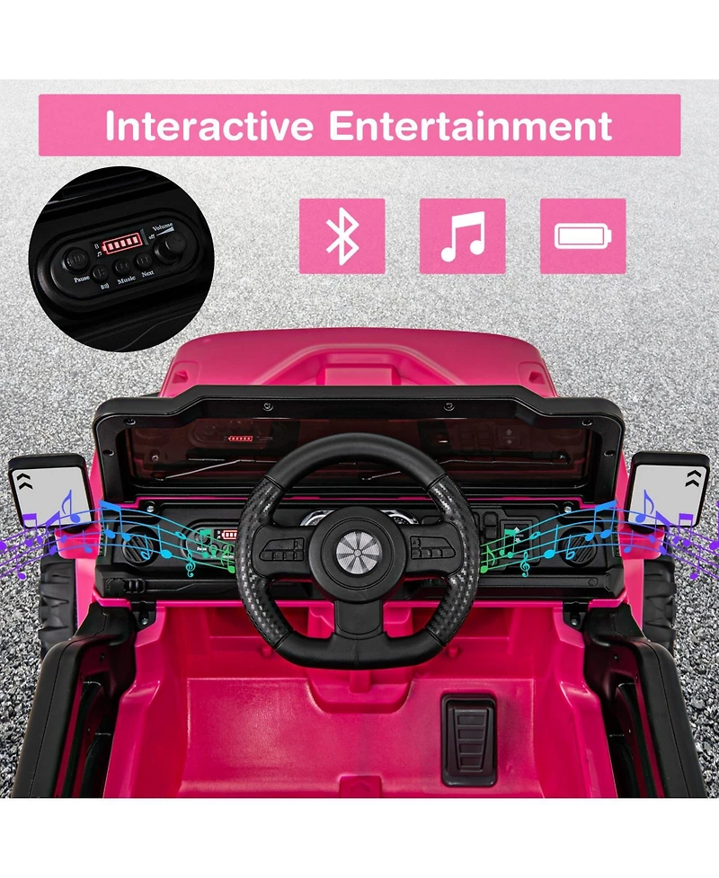 Hongge 12V Kids Ride on Truck Car with Remote Control Threaded Wheels and 3 Speeds