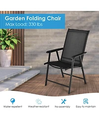 Sugift Set of 2 Outdoor Patio Folding Chair with Ergonomic Armrests-Black