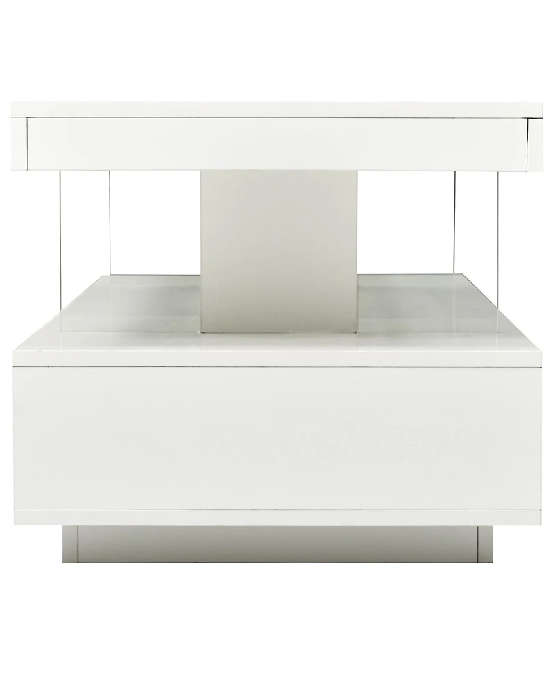 Contemporary Led Coffee Table – Lighted Center Table with Storage Drawers & Shelves for Home Interiors