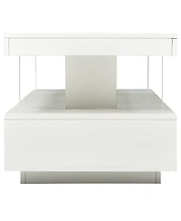 Contemporary Led Coffee Table – Lighted Center Table with Storage Drawers & Shelves for Home Interiors
