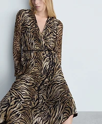Mango Women's Bow Detail Leopard-Print Dress