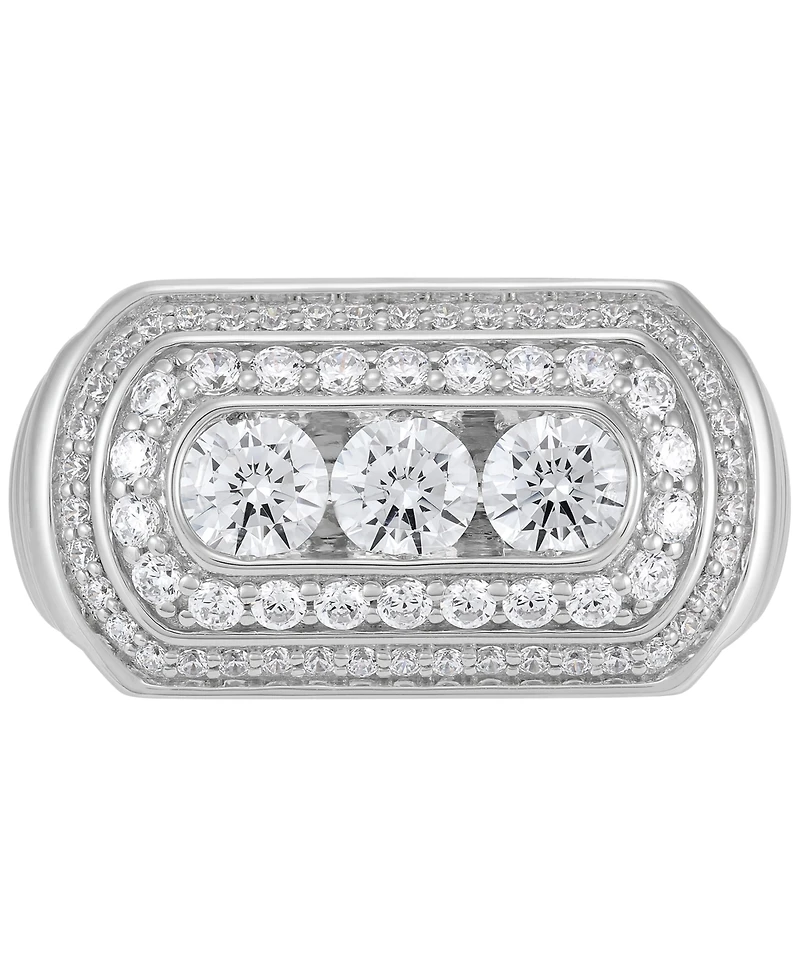 Grown With Love Men's Lab Grown Diamond Three Stone Halo Ring (2 ct. t.w.) in 10k White Gold