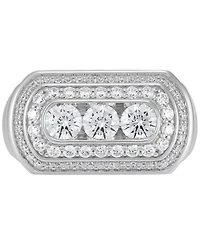 Grown With Love Men's Lab Grown Diamond Three Stone Halo Ring (2 ct. t.w.) in 10k White Gold