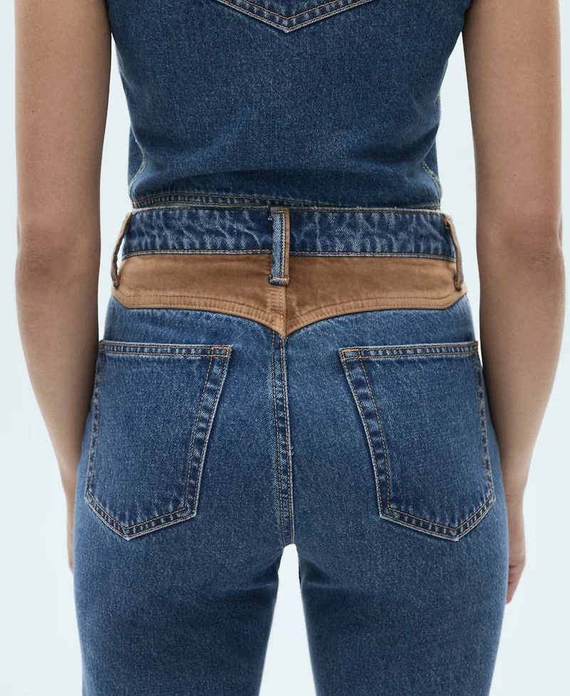 Mango Women's Contrast Details Bannack Jeans