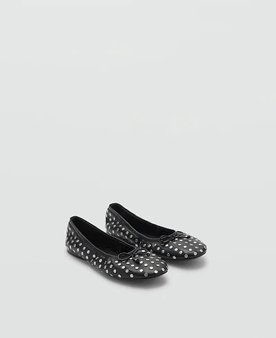 Mango Women's Studded Bow Ballerina Shoes