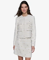 Karl Lagerfeld Paris Women's Embellished Tweed Jacket