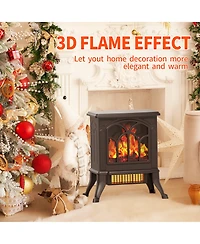 Sugift 16in 1500W Electric Fireplace 3D Flame Space Heater, Stove Heater