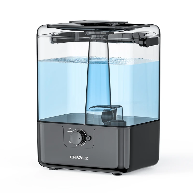 6L Cold Mist Humidifier with Oil Diffuser and Double Mist Outlets - Black