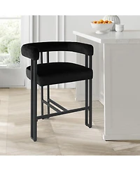Set of 3 Modern Velvet Counter Stools,Armrest Chairs for Kitchen with Legs Design-Maison Boucle