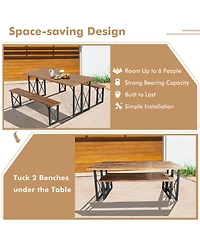 Sugift 6-Person Outdoor Patio Dining Table Set with 2 Inch Umbrella Hole