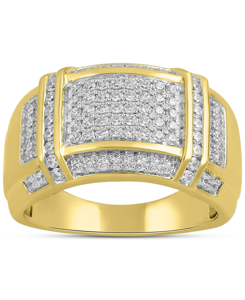 Men's Diamond Cluster Ring (1/2 ct. t.w.) 18k Yellow Gold-Plated Sterling Silver (Also Silver)