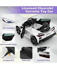 Hongge 12V Electric Kids Ride On Car Licensed Chevrolet Corvette C8 with Remote Control Ages 3+ Years Old