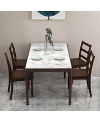Sugift Set of 2 Wood Dining Chairs with Solid Rubber Wood Legs-Brown