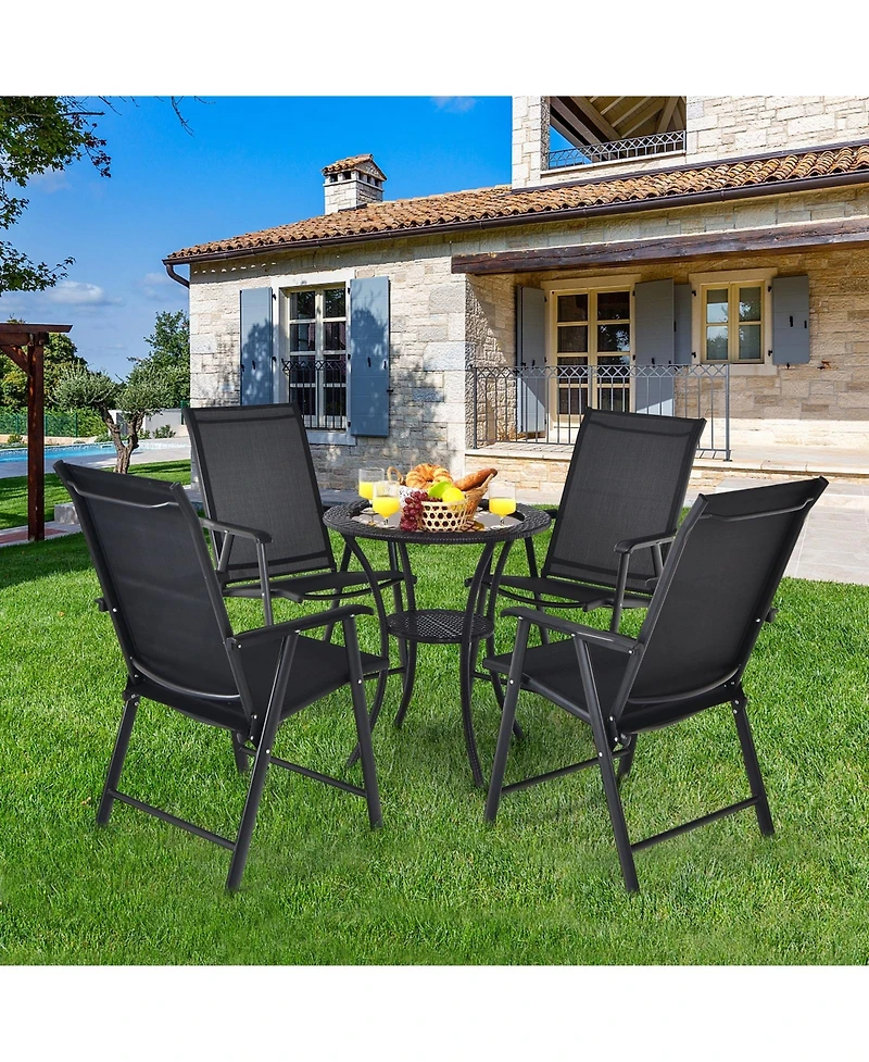 Sugift 4-Pack Patio Folding Chairs Portable for Outdoor Camping-Black