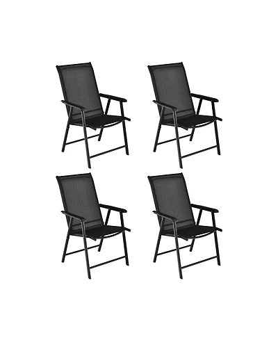 Sugift 4-Pack Patio Folding Chairs Portable for Outdoor Camping-Black