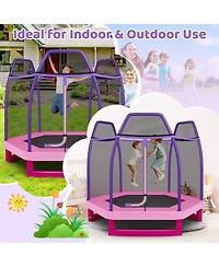 Sugift 7 Feet Kids Recreational Bounce Jumper Trampoline-Pink