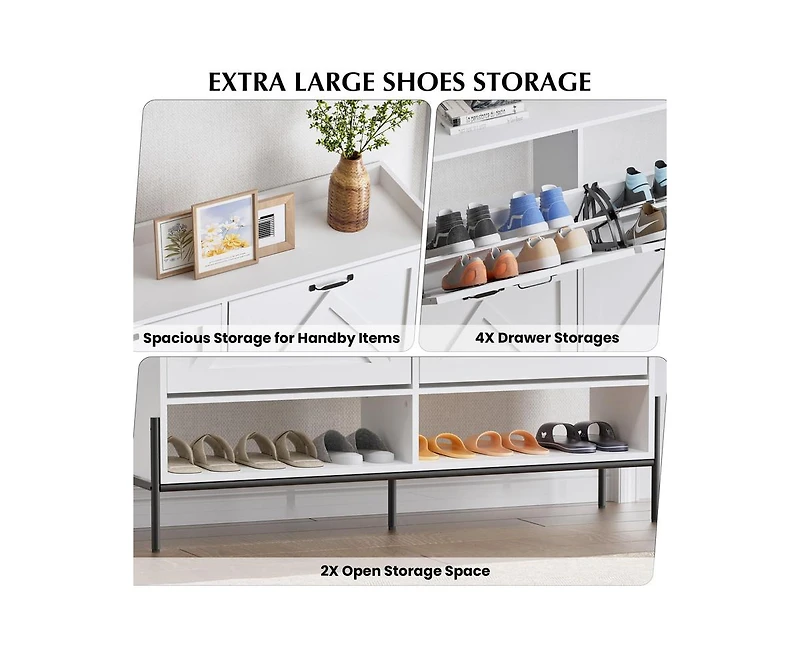 gaomon Shoe Cabinet with 4 Flip Drawers,Freestanding Shoe Storage Cabinet Organizer for Entryway,Shoe Rack Cabinet,Dry and Wet Separation Shoe Organiz